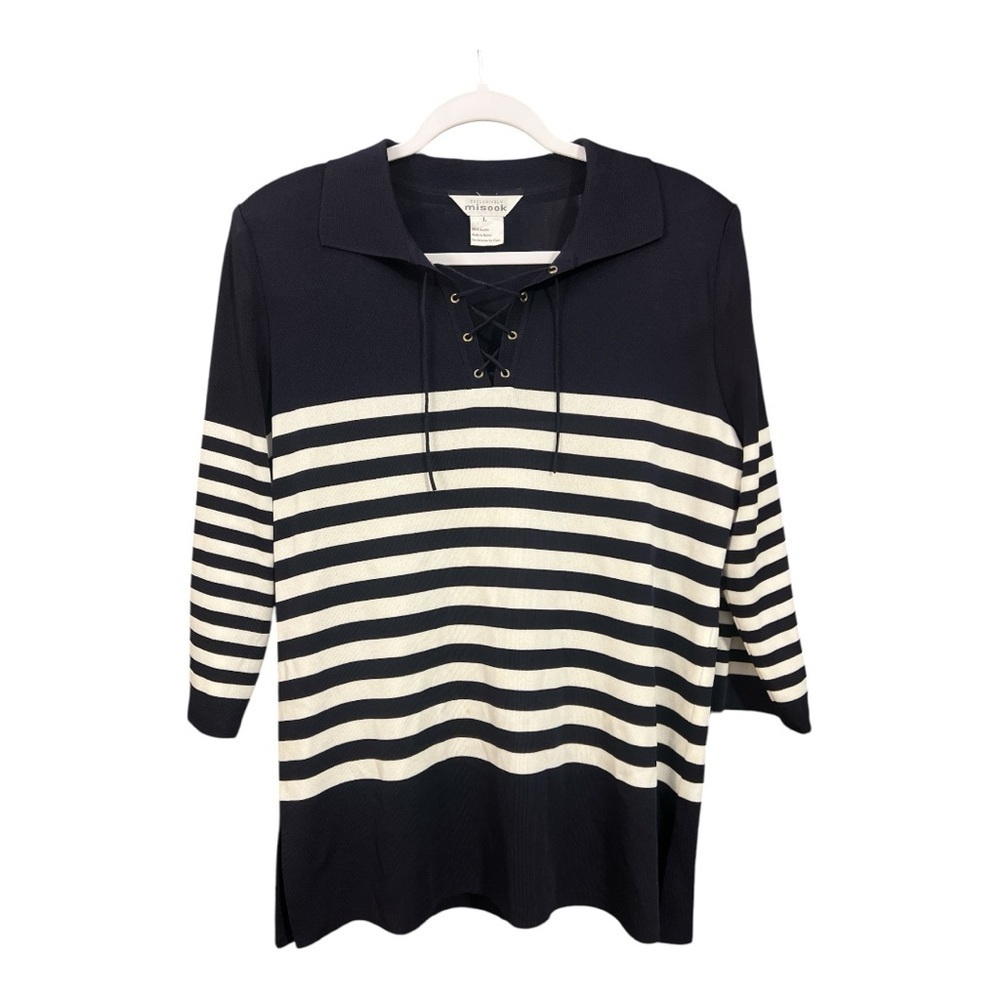Exclusively‎ Misook Nautical Striped Sweater Size Large L1